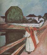 Edvard Munch Girl on the bridge oil painting artist
